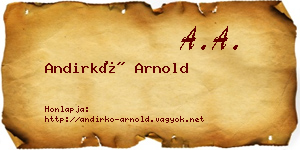 Andirkó Arnold névjegykártya